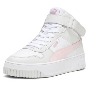 Puma Carina Street Mid Pink and White Platform Hightop Sneakers